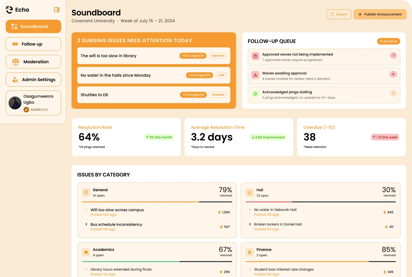 Soundboard dashboard preview